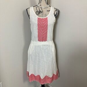 Tommy Hilfiger Women’s White and Pink Embroidery Sleeveless Sundress w Pockets
